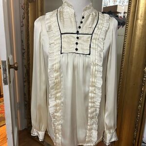 H&M Cream Ruffled Collar Blouse